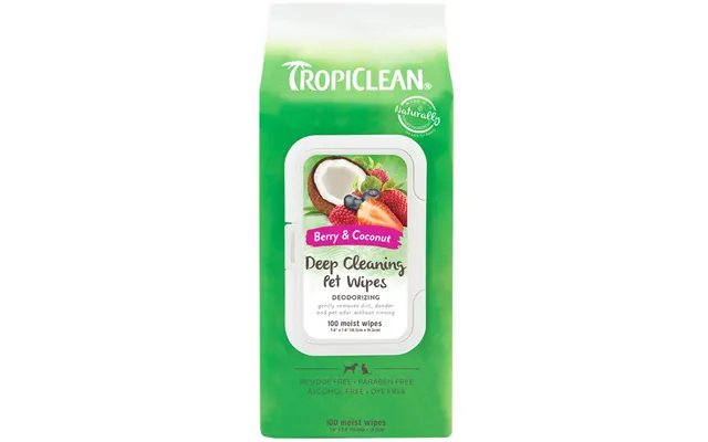 Tropiclean Deep Cleaning Pet Wipes Berry & Coconut 100-pack