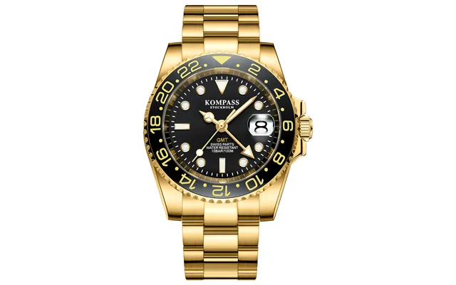 Kompass Gmt-professional Sapphire Steel Gold Black