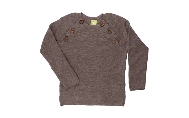 Nui Organics Uld Sweater Med Knapper - Brunmeleret