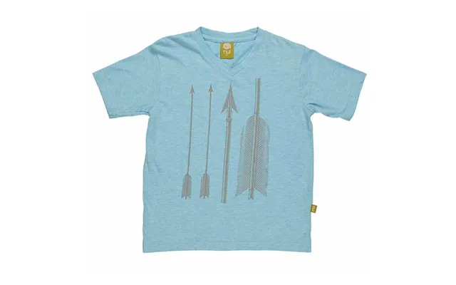 T-shirt Med V-hals - Blåmeleret Med Pileprint