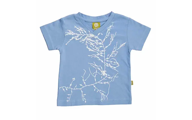 T-shirt Med V-hals - Oceanblå Med Søgræsprint