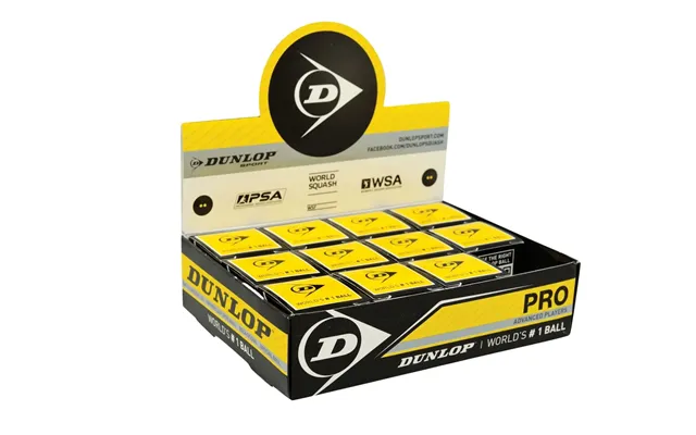 12 Stk Dunlop Pro Squashbolde 2 Gule Prikker