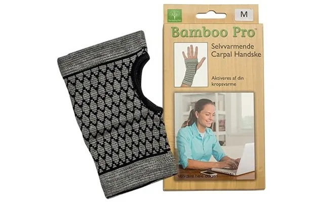 Bamboo Pro Carpal Handske - Str. M Selvvarmende 1stk.