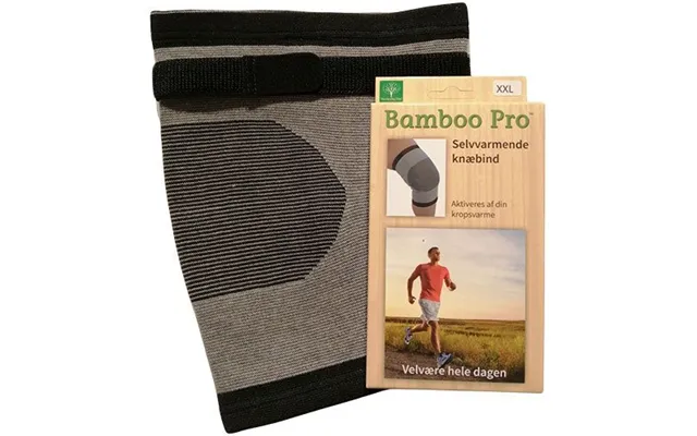 Bamboo Pro Knæbind Str 2xl M Velcrobånd - Selvvarmende Ekstra Støtte