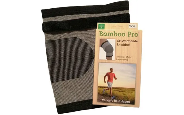 Bamboo Pro Knæbind Str 3xl M Velcrobånd - Selvvarmende. Ekstra Støtte