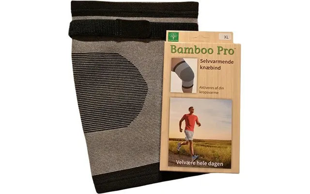 Bamboo Pro Knæbind Str Xl M Velcrobånd - Selvvarmende Ekstra Støtte