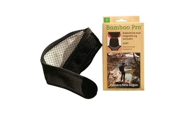 Bamboo Pronakkebind Sort M. Magneter Og Turmalin 5 Magneter 2000 Gauss
