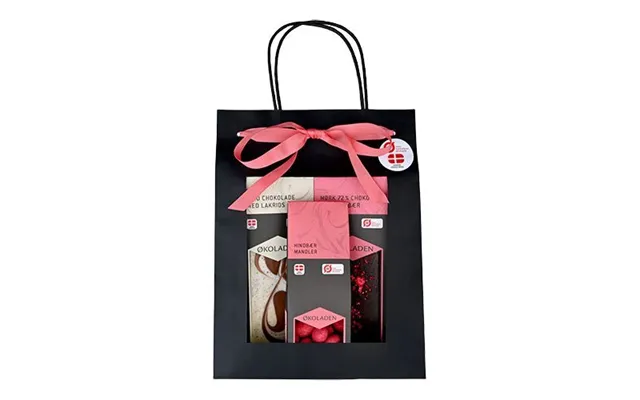 Gourmet Gavepose Pink Ø M. 2 Chokoladeplader Samt Dragée Mandler - 240g