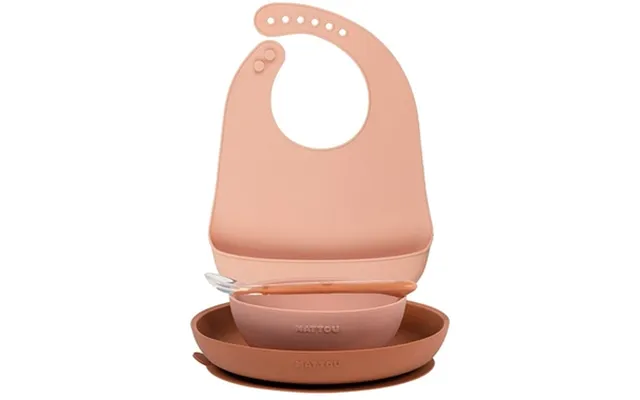 Nattou Silikone Spisesæt 4 Dele - Pink