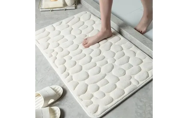 Absorberende Bademåtte Med Skridsikker Bund - Hvid 50 X 80 Cm