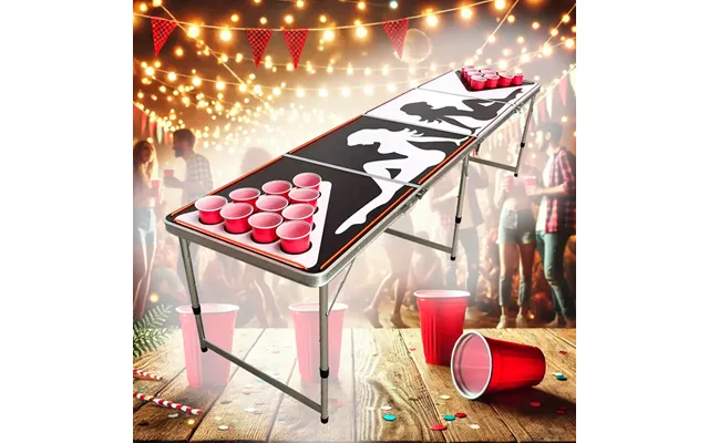 Beer Pong Bord Med Lys - Kopper Bolde Medfølger Foldbart