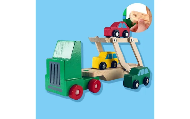 Biltransporter I Træ Med 3 Biler