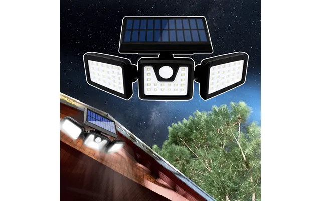 Kraftig Led-solcellelampe Med 3 Og Bevægelsessensor