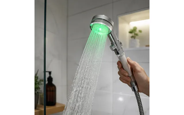 Led Brusehoved - Vandbesparende, Temperaturkontrol I Farverig Led Lys