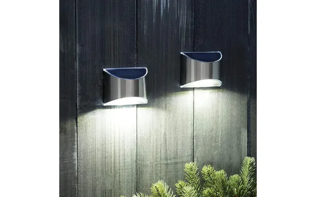 Led-solcelle Væglampe Downlight - 2 Stk. Rustfri Stål Look