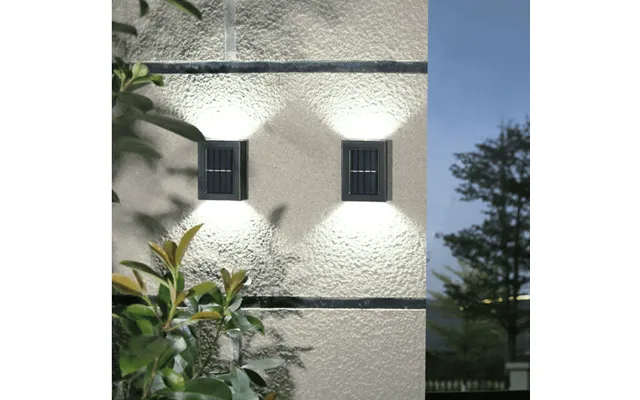 Led-solcelle Væglampe Up- Downlight , 2 Stk. Rustfri Stål Eller Sort - Rustfri Stål