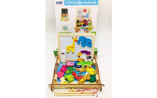 Magnetisk Fiskesø M Kridttavle & Whiteboard Dobbeltsidet Med Figurer I Træ