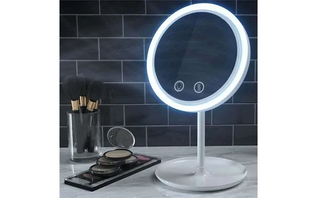 Makeup Spejl Med Led Lys Og Blæser - Pink