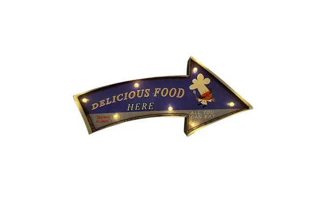 Retro Skilt Delicious Food Med Lys