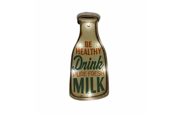 Retro Skilt Drink Milk Pure Fresh Med Lys