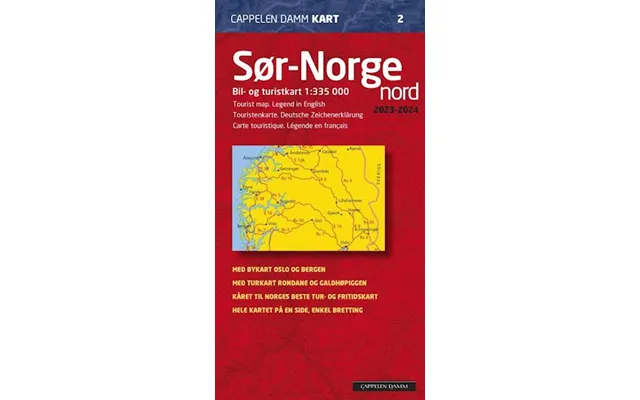 'sør-norge Nord 1 335.000 2023-2024 Bil- Og Turistkart Tourist Map Touristenkarte Carte Touristique' - Cappelen Damm