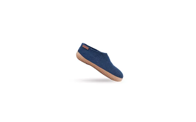 Uldhjemmesko 100% Ren Uld Model Blå M Gummisål Dansk Design Shus - 40