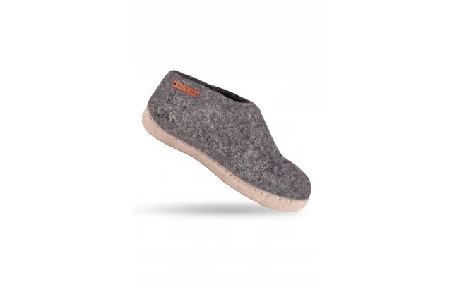 Uldhjemmesko Børn 100% Ren Uld - Model Denim M Sål I Skind