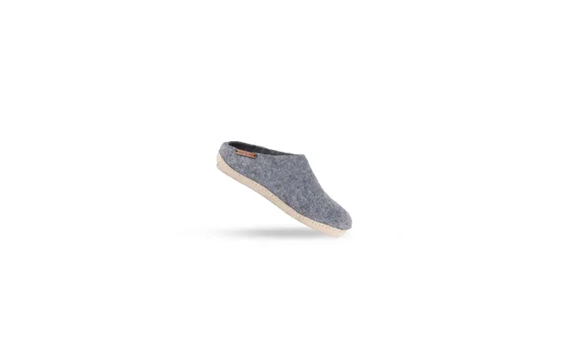 Uldtøffel 100% Ren Uld - Model Denim M Sål I Skind