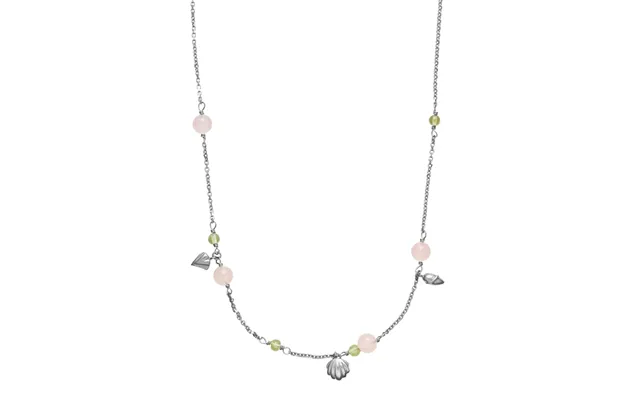 Isabella - Halskæde, Sølv Med Pink Calcedon Og Grøn Peridot