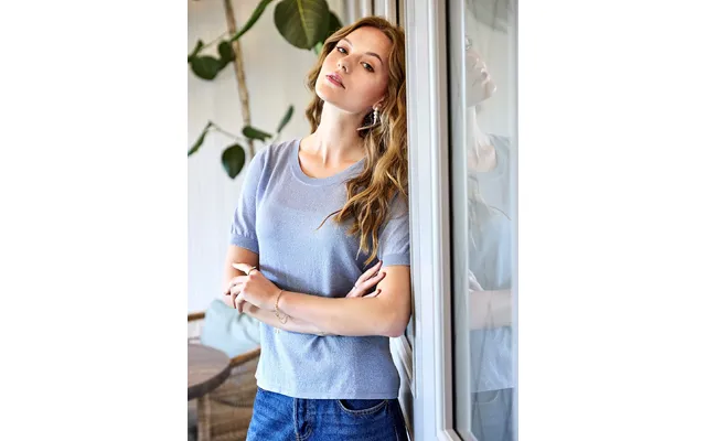 Skovhuus Kvinde Gunhild Glimmer T-shirt Cool Blue S