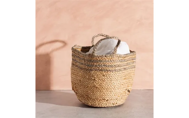 Sass & Belle Jute Kurv Grey Stripe