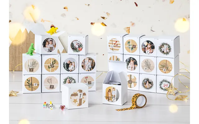 Smartphoto Diy Julekalender Æsker Med Firkantet Klistermærke - 24 Stk
