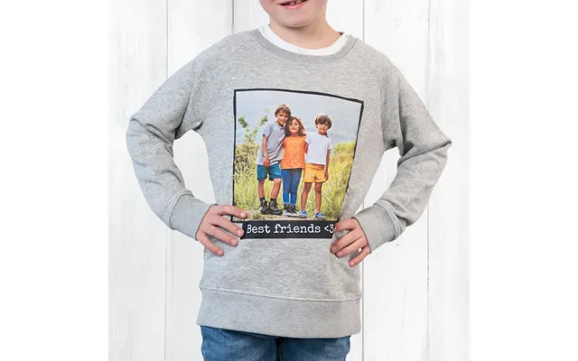Smartphoto Trøje Børn Gråmelert 7 - 8 År