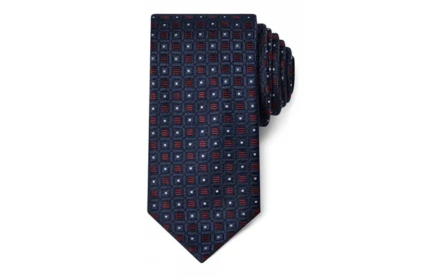 Connexion Tie Slips 7 Cm I Navy Med Røde Og Hvide Firkanter Til Herre