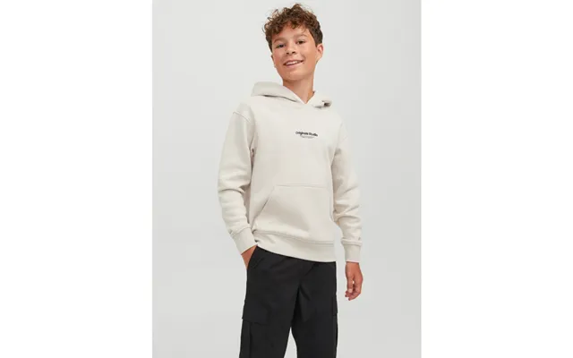 Jack & Jones Junior Hoodie I Moonbeam Med Tekst Print Til Drenge