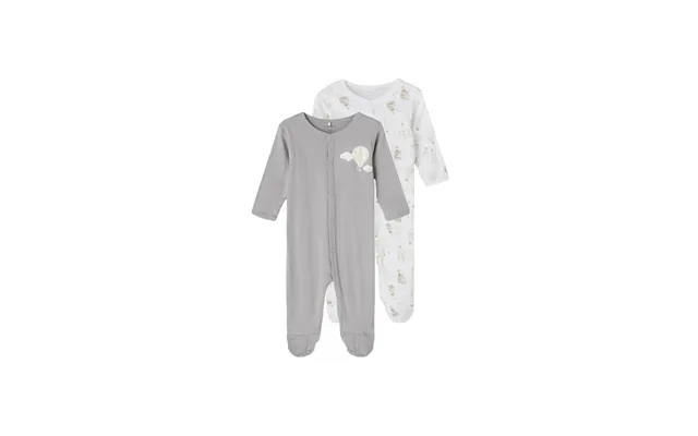 Name It 2-pak Pyjamas Dragt I Grå & Hvid Til Børn