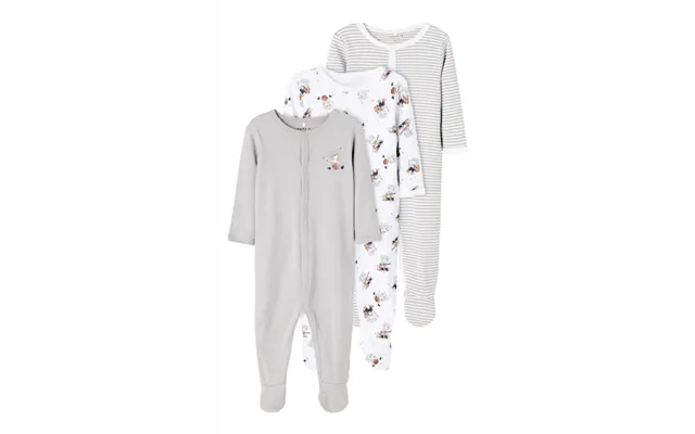 Name It 3-pak Pyjamas Dragt I Hvid & Grå Til Drenge