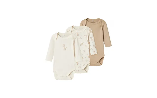Name It 3pak Bodystocking I Beige Med Giraf Til Baby