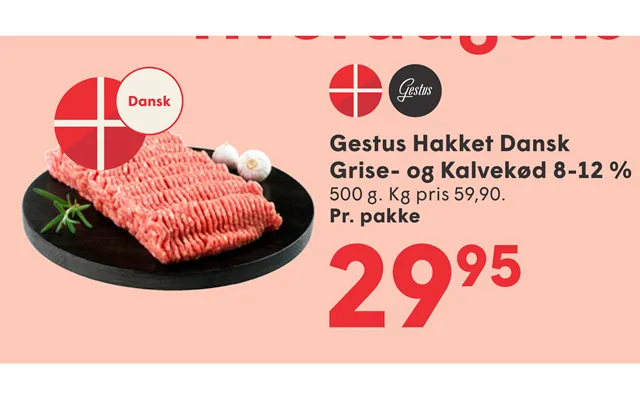 Gestus Hakket Dansk Grise- Og Kalvekød 8-12 %