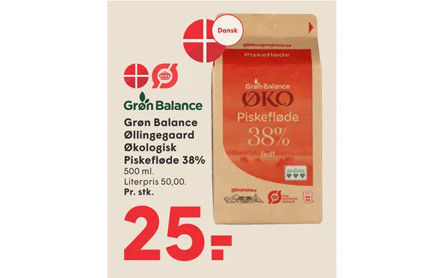 Grøn Balance Øllingegaard Økologisk Piskefløde 38%