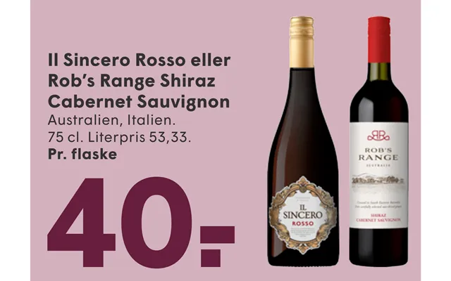 Il Sincero Rosso Eller Rob’s Range Shiraz Cabernet Sauvignon