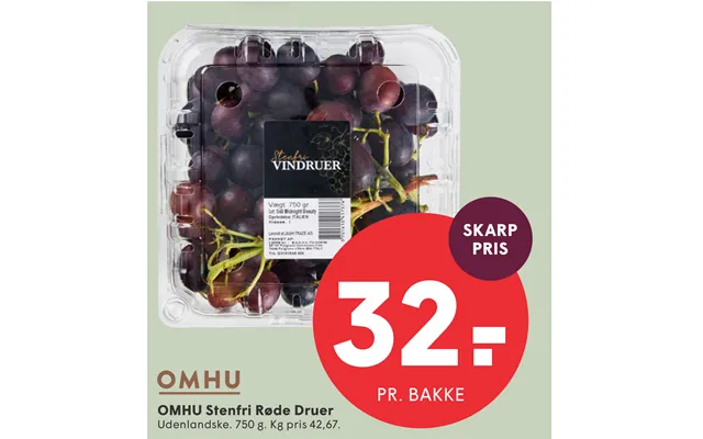 Omhu Stenfri Røde Druer