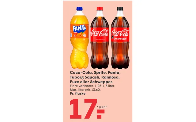 Coca-cola, Sprite, Fanta, Tuborg Squash, Ramlösa, Fuze Eller Schweppes