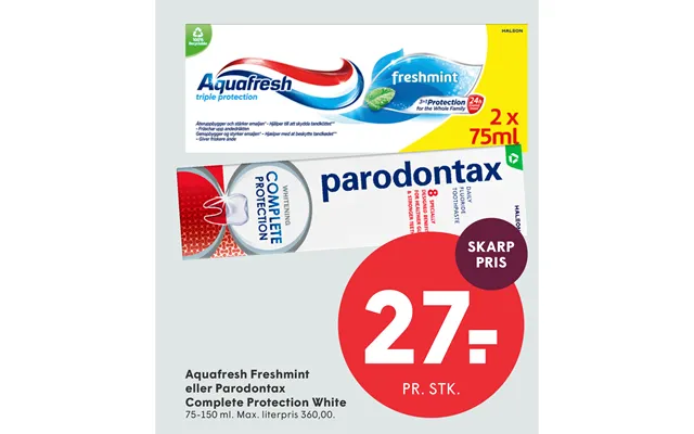 Aquafresh Freshmint Eller Parodontax Complete Protection White