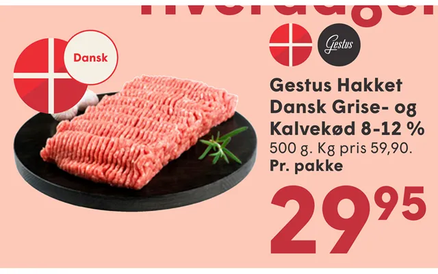 Gestus Hakket Dansk Grise- Og Kalvekød 8-12 %