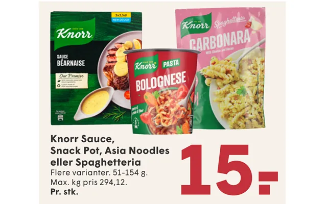Knorr Sauce, Snack Pot, Asia Noodles Eller Spaghetteria
