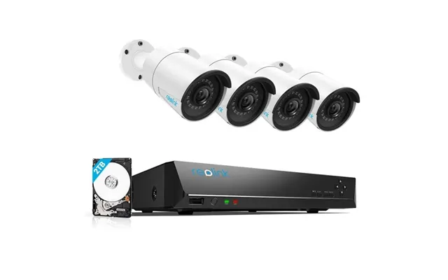 Reolink Komplet Sæt Med Nvr Harddiskboks Og 4 Stk. 5mp Poe Kameraer