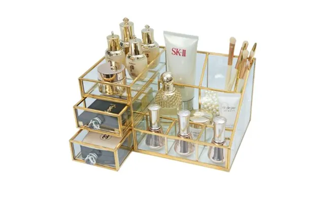 Guld Makeup Organizer Med 2 Skuffer Uniq