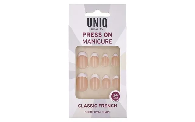 Press On Negle Med Lim Classic French Uniq Med 24 Falske Negle I 10 Størrelser