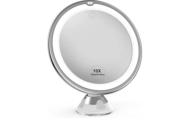 Pro Beauty Badeværelses Spejl Med Led Lys Og Sugekop X10 Forstørrelsesspejl - Hvid Uniq